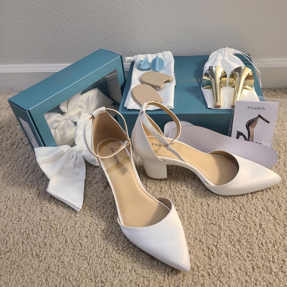 Pashion Heels White Satin D'orsay